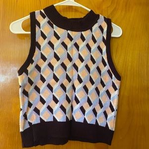Retro geometric sweater vest
